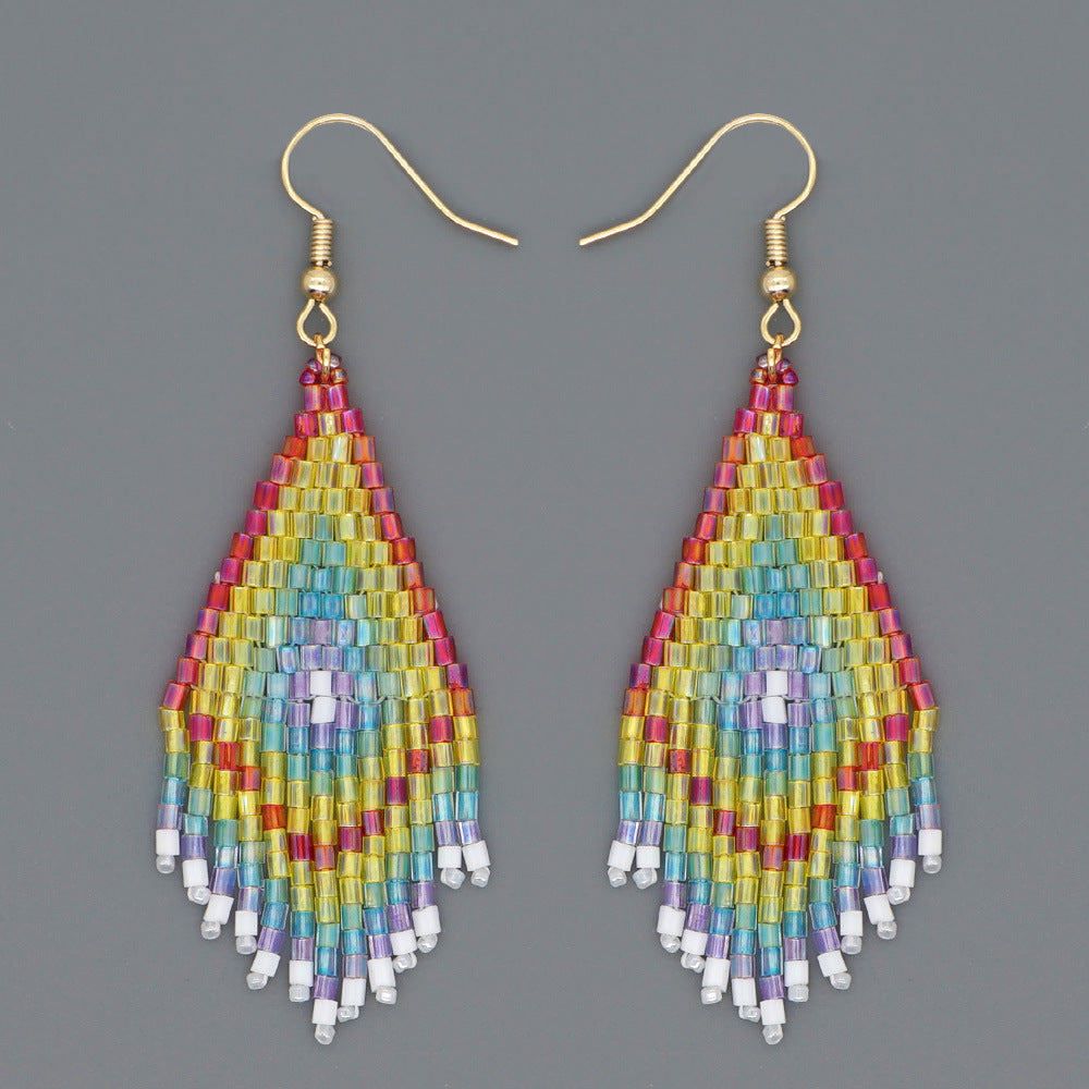 Wholesale Bohemian Tassels Glass Beads Earrings